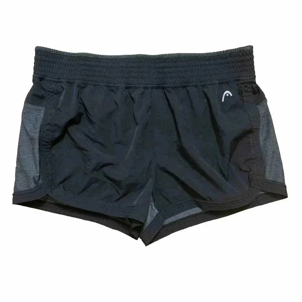 Head Shorts Womens Large Black Running Workout Athletic Built in Underwear Mid